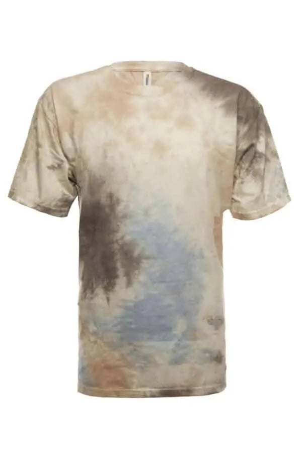 SpectraUSA Splash Snow Tie Dye tee shirt with vibrant tie-dye pattern, front view, casual unisex design.