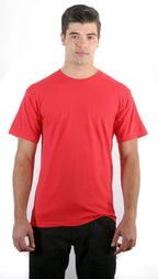 Men's red Retro Ring-Spun Crew Neck T-Shirt by SpectraUSA, front view showing classic fit and soft fabric.