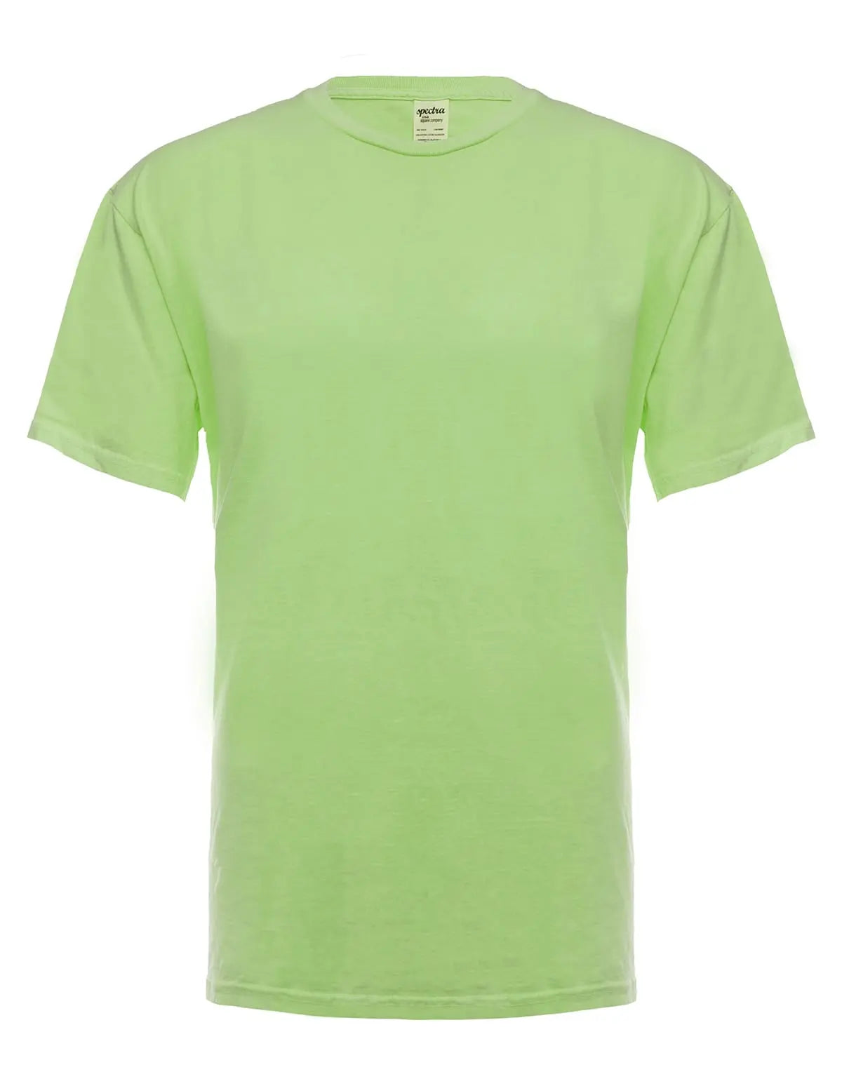 Neon green garment dye for tees from SpectraUSA, front view showing vibrant color and fabric texture.