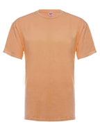 Front view of a neon orange SpectraUSA garment dye T-shirt, showcasing the vibrant color and smooth fabric.