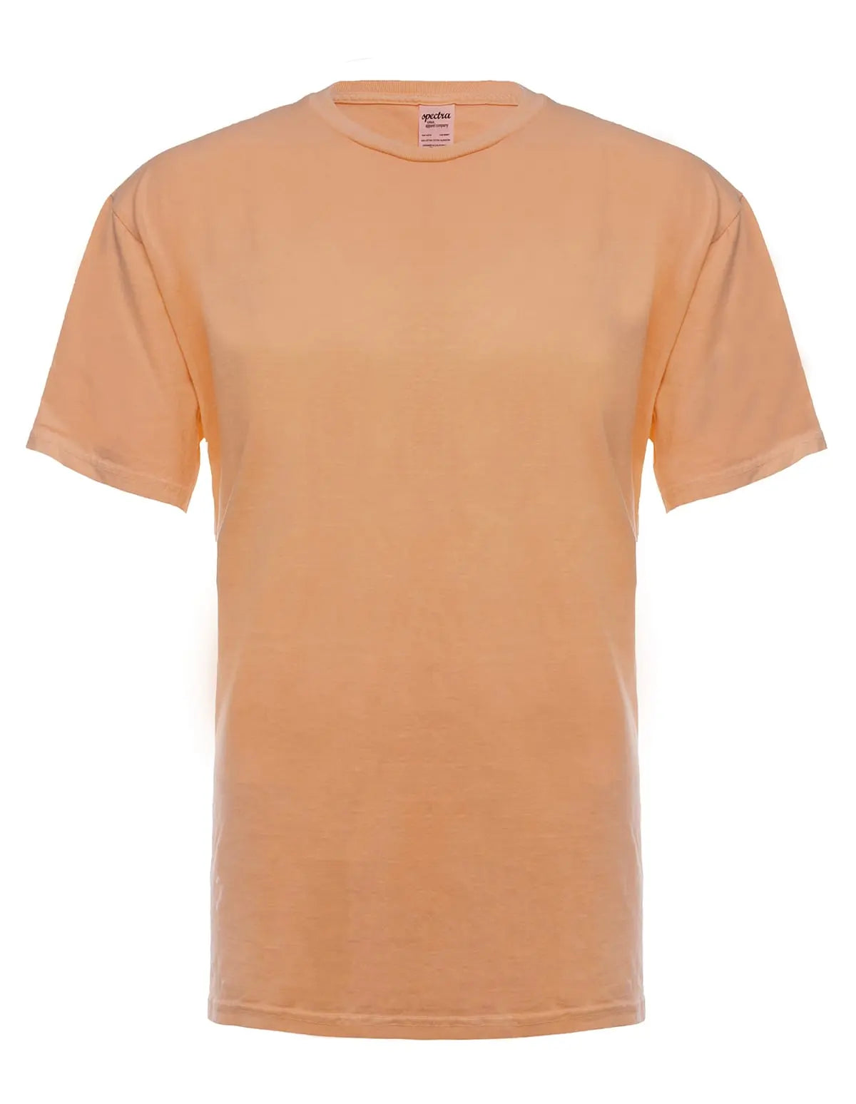 Front view of a neon orange SpectraUSA garment dye T-shirt, showcasing the vibrant color and smooth fabric.
