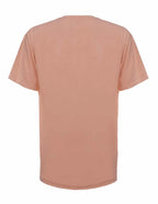 Back view of a neon pink SpectraUSA garment dye tee, showcasing the vibrant color and casual fit.