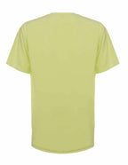 Back view of a neon yellow SpectraUSA T-shirt made with vibrant Neon Yellow Garment Dye, showcasing the bright color and fabric texture.
