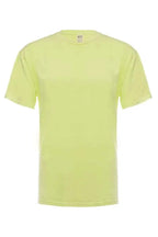 Bright neon yellow SpectraUSA T-shirt made with garment dye, shown from the front on a white background.