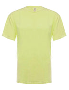 SpectraUSA neon yellow garment dye T-shirt front view showing vibrant color and smooth fabric texture.