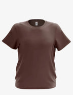 Chocolate brown kids' crew neck sweater by SpectraUSA, front view showing soft fabric and classic fit.