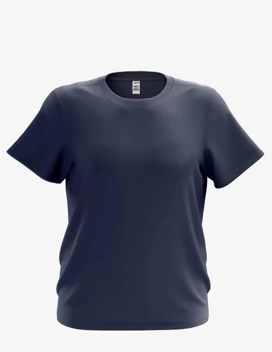 Navy youth crew neck sweatshirt by SpectraUSA, front view showing soft cotton fabric and classic fit for kids.