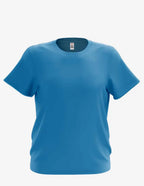Turquoise youth crew neck shirt by SpectraUSA, front view showing soft fabric and classic fit for kids.