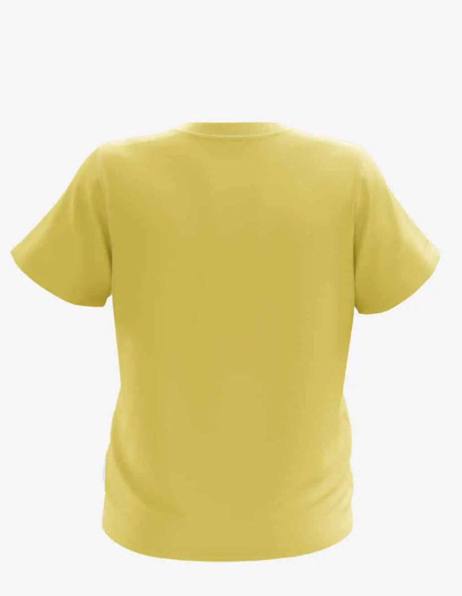 Yellow youth crew neck sweatshirt by SpectraUSA, front view showcasing comfortable kids' casual clothing.