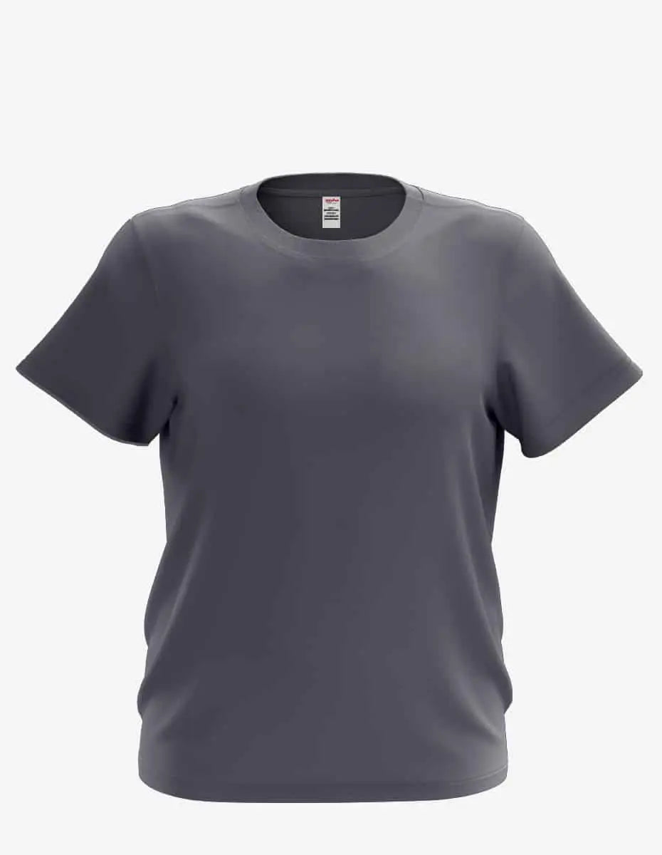 Charcoal-colored kid's basic T-shirt from SpectraUSA, front view showing soft cotton fabric and classic fit.
