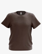 Kid's basic chocolate T-shirt from SpectraUSA, front view showing soft fabric and simple fit.