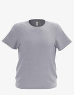 Kid's basic heather grey T-shirt by SpectraUSA, front view showing soft fabric and classic crew neckline.