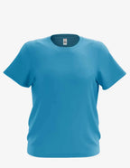 Turquoise kid's basic T-shirt from SpectraUSA, front view showing soft cotton fabric and simple design for children.
