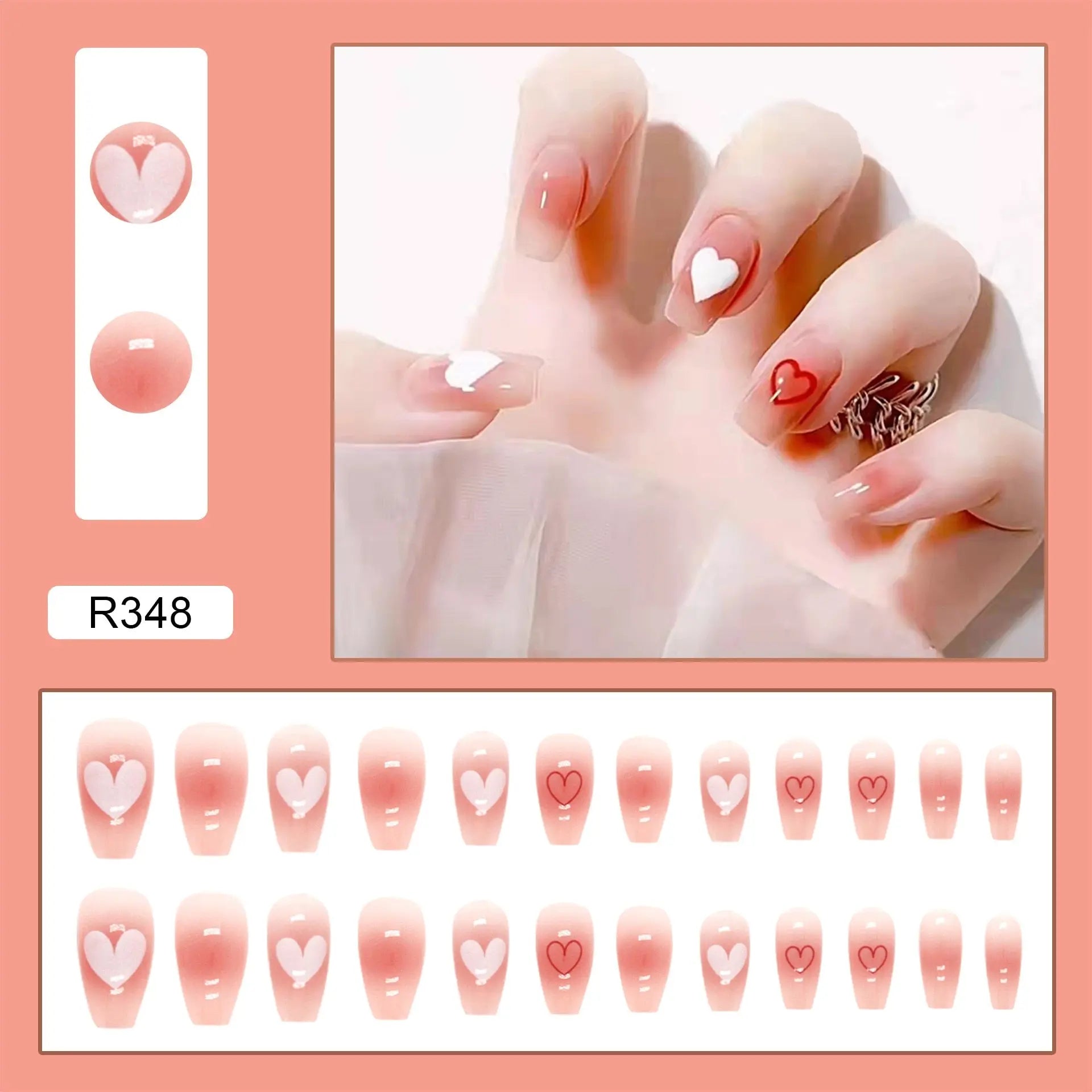 24Pcs/Box Charming Pink Flame Short Fake Nails press on Square Head Full Cover Detachable - Blade & Thread