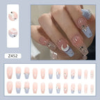 24Pcs/Box Charming Pink Flame Short Fake Nails press on Square Head Full Cover Detachable nowadaysfashion