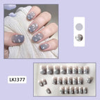 24Pcs/Box Charming Pink Flame Short Fake Nails press on Square Head Full Cover Detachable nowadaysfashion