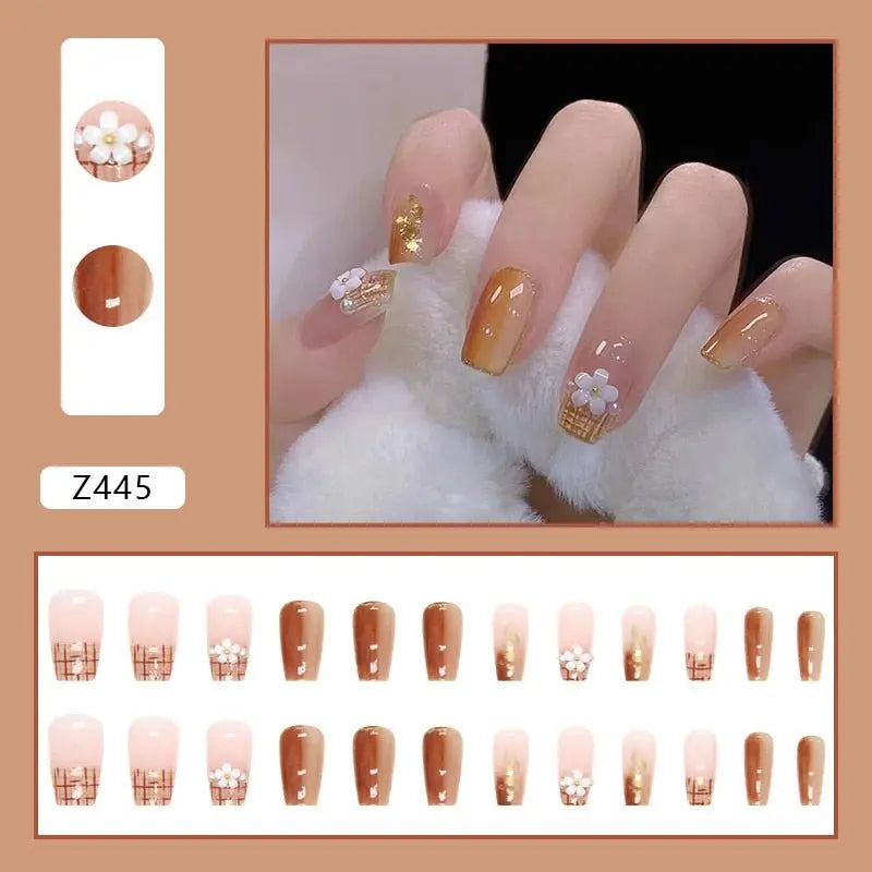 24Pcs/Box Charming Pink Flame Short Fake Nails press on Square Head Full Cover Detachable nowadaysfashion
