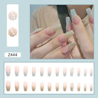 24Pcs/Box Charming Pink Flame Short Fake Nails press on Square Head Full Cover Detachable nowadaysfashion