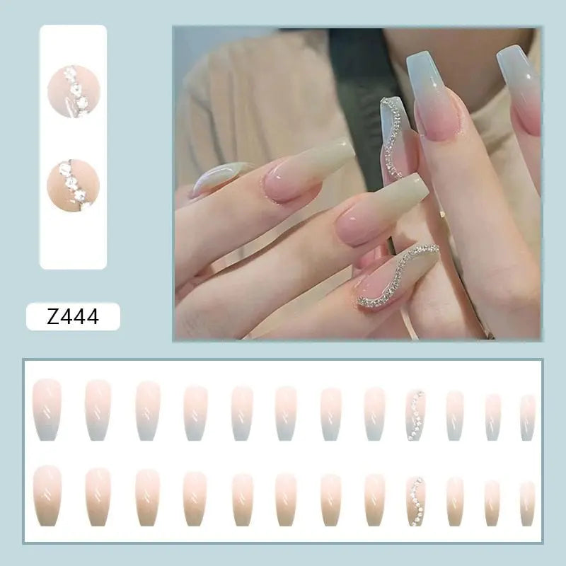 24Pcs/Box Charming Pink Flame Short Fake Nails press on Square Head Full Cover Detachable - Blade & Thread