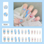 24Pcs/Box Charming Pink Flame Short Fake Nails press on Square Head Full Cover Detachable nowadaysfashion