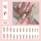 24Pcs/Box Charming Pink Flame Short Fake Nails press on Square Head Full Cover Detachable nowadaysfashion