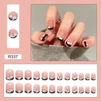 24Pcs/Box Charming Pink Flame Short Fake Nails press on Square Head Full Cover Detachable nowadaysfashion