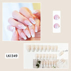 24Pcs/Box Charming Pink Flame Short Fake Nails press on Square Head Full Cover Detachable nowadaysfashion