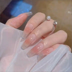 24Pcs/Box Charming Pink Flame Short Fake Nails press on Square Head Full Cover Detachable nowadaysfashion