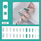 24Pcs/Box Charming Pink Flame Short Fake Nails press on Square Head Full Cover Detachable nowadaysfashion