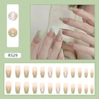 24Pcs/Box Charming Pink Flame Short Fake Nails press on Square Head Full Cover Detachable nowadaysfashion