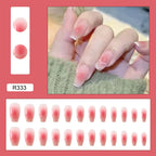 24Pcs/Box Charming Pink Flame Short Fake Nails press on Square Head Full Cover Detachable nowadaysfashion