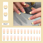 24Pcs/Box Charming Pink Flame Short Fake Nails press on Square Head Full Cover Detachable nowadaysfashion
