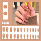 24Pcs/Box Charming Pink Flame Short Fake Nails press on Square Head Full Cover Detachable nowadaysfashion