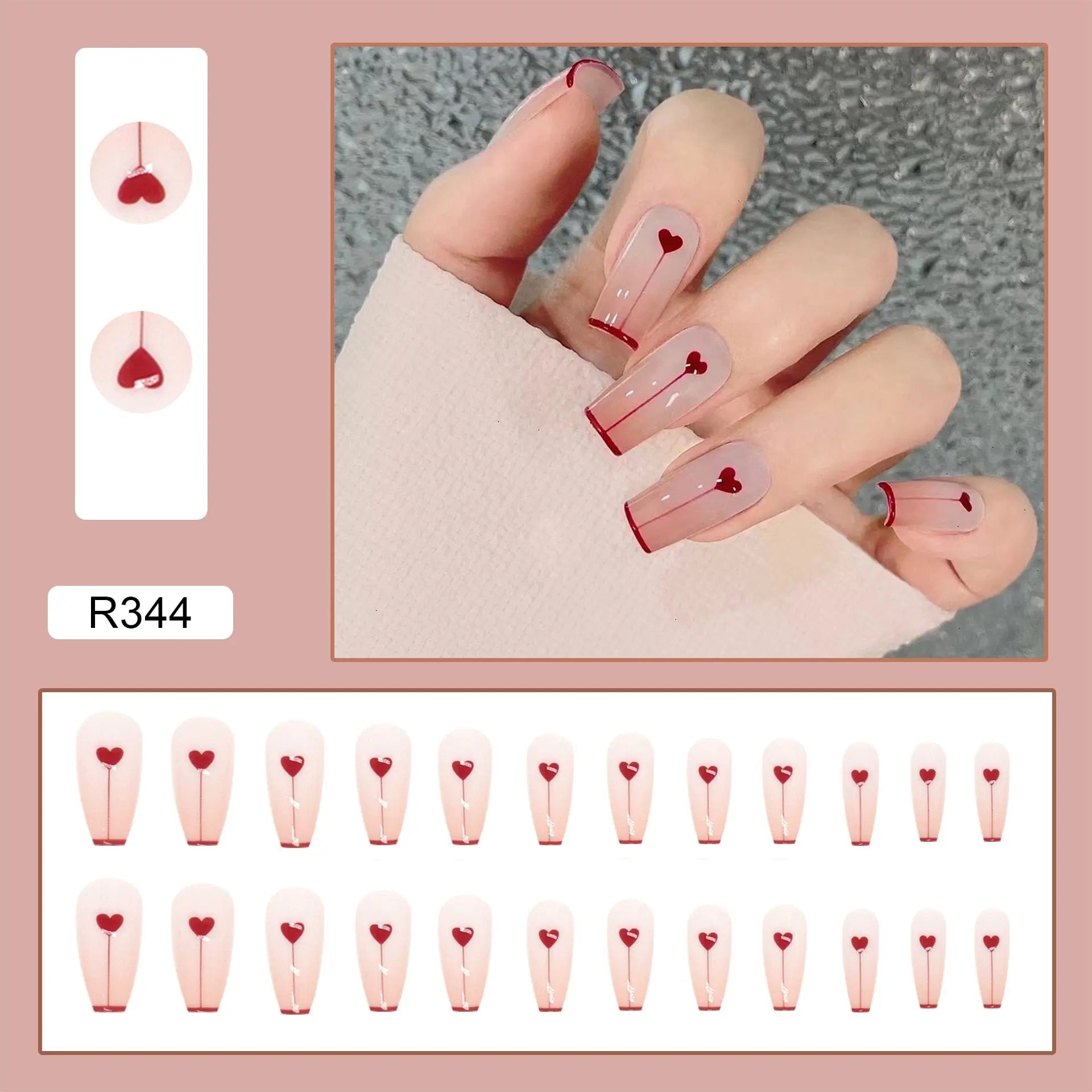 24Pcs/Box Charming Pink Flame Short Fake Nails press on Square Head Full Cover Detachable - Blade & Thread
