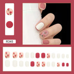 24Pcs/Box Charming Pink Flame Short Fake Nails press on Square Head Full Cover Detachable nowadaysfashion