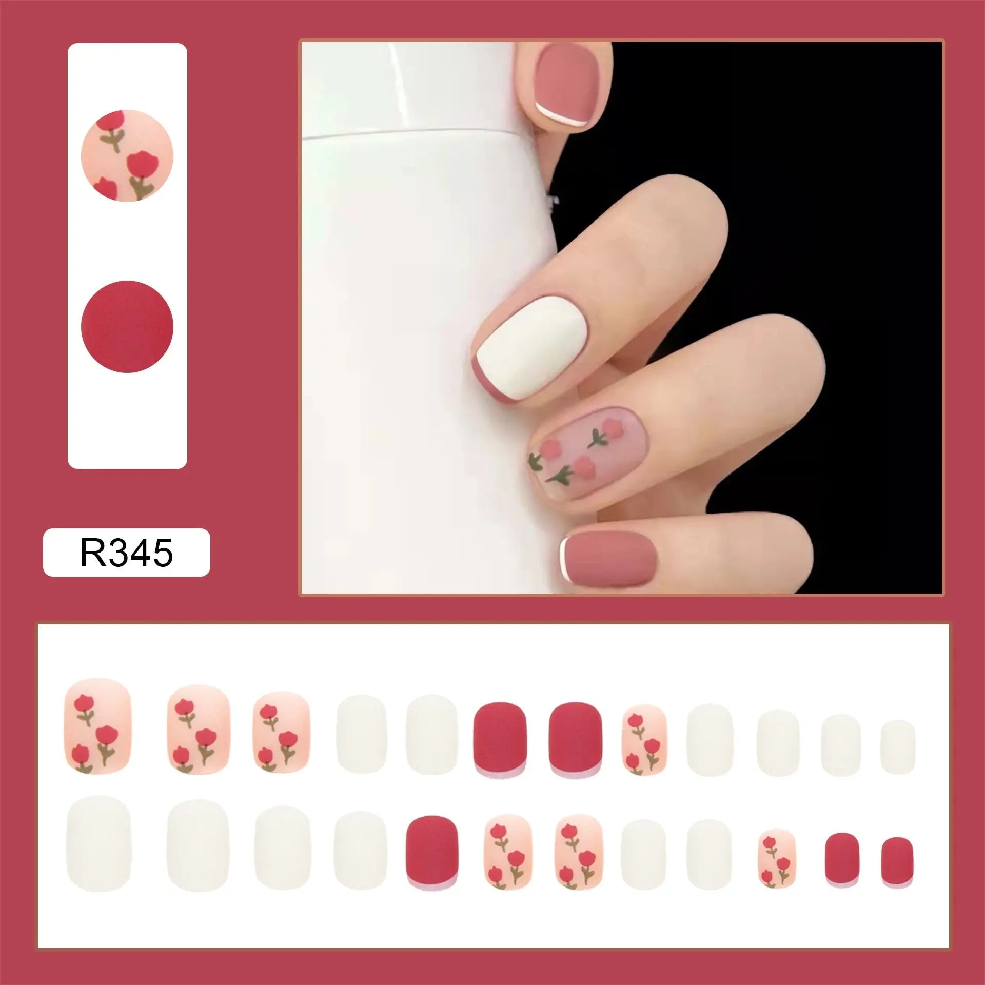 24Pcs/Box Charming Pink Flame Short Fake Nails press on Square Head Full Cover Detachable nowadaysfashion