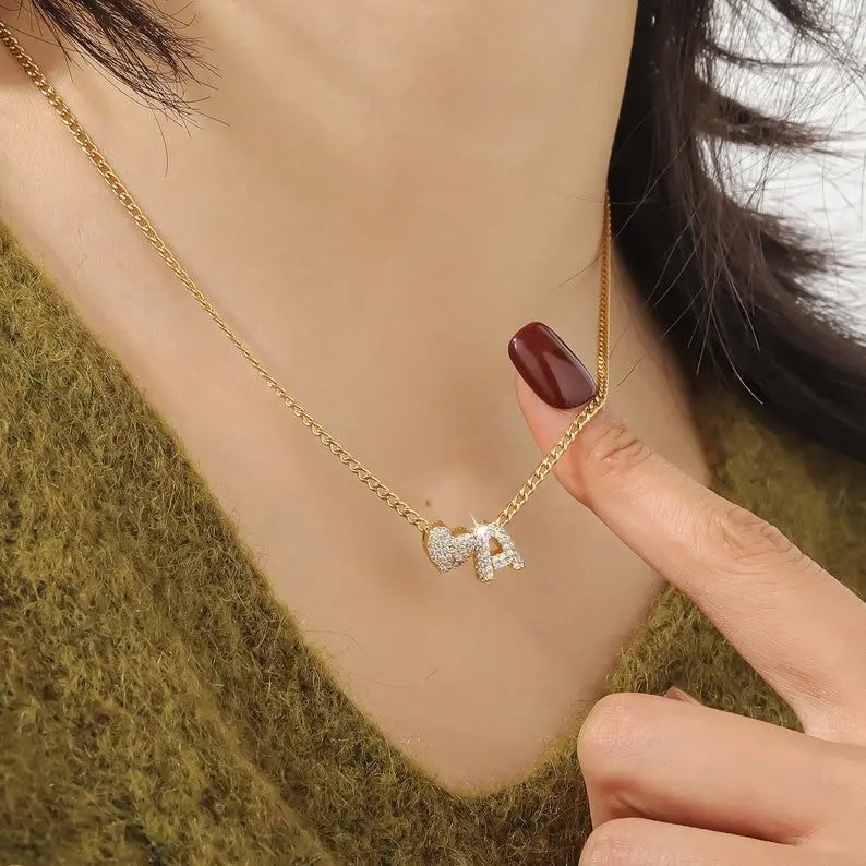 26 letter zircon pendant Personalized Name Necklace - Blade & Thread