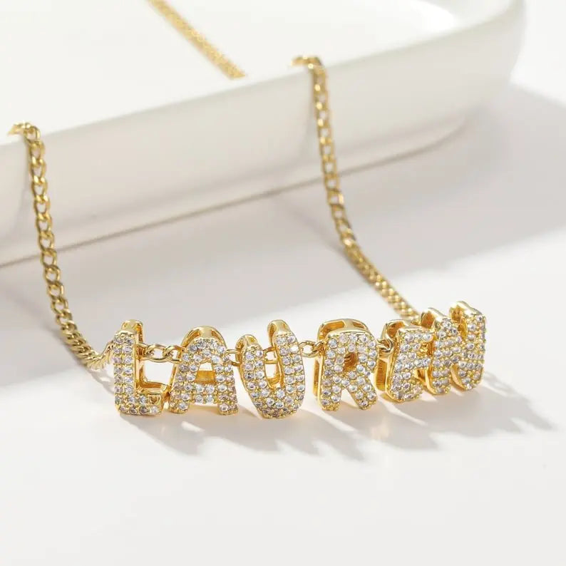 26 letter zircon pendant Personalized Name Necklace - Blade & Thread