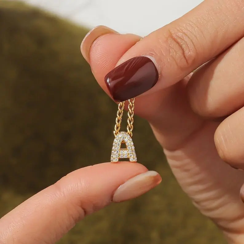 26 letter zircon pendant Personalized Name Necklace - Blade & Thread