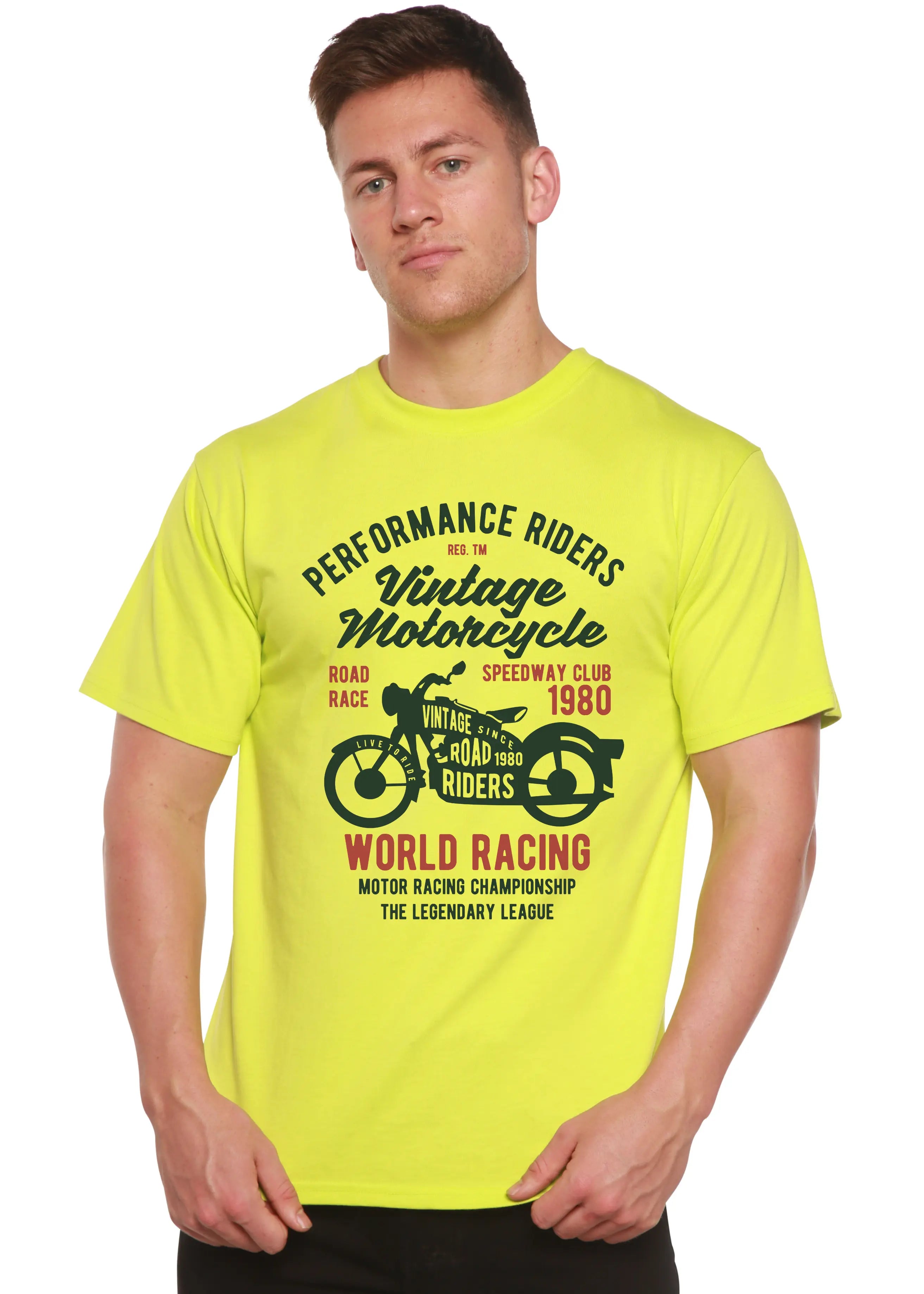 Vintage Motorcycle Spun Bamboo® Men's Bamboo Viscose/Organic Cotton Short Sleeve Graphic T-Shirt Spun Bamboo