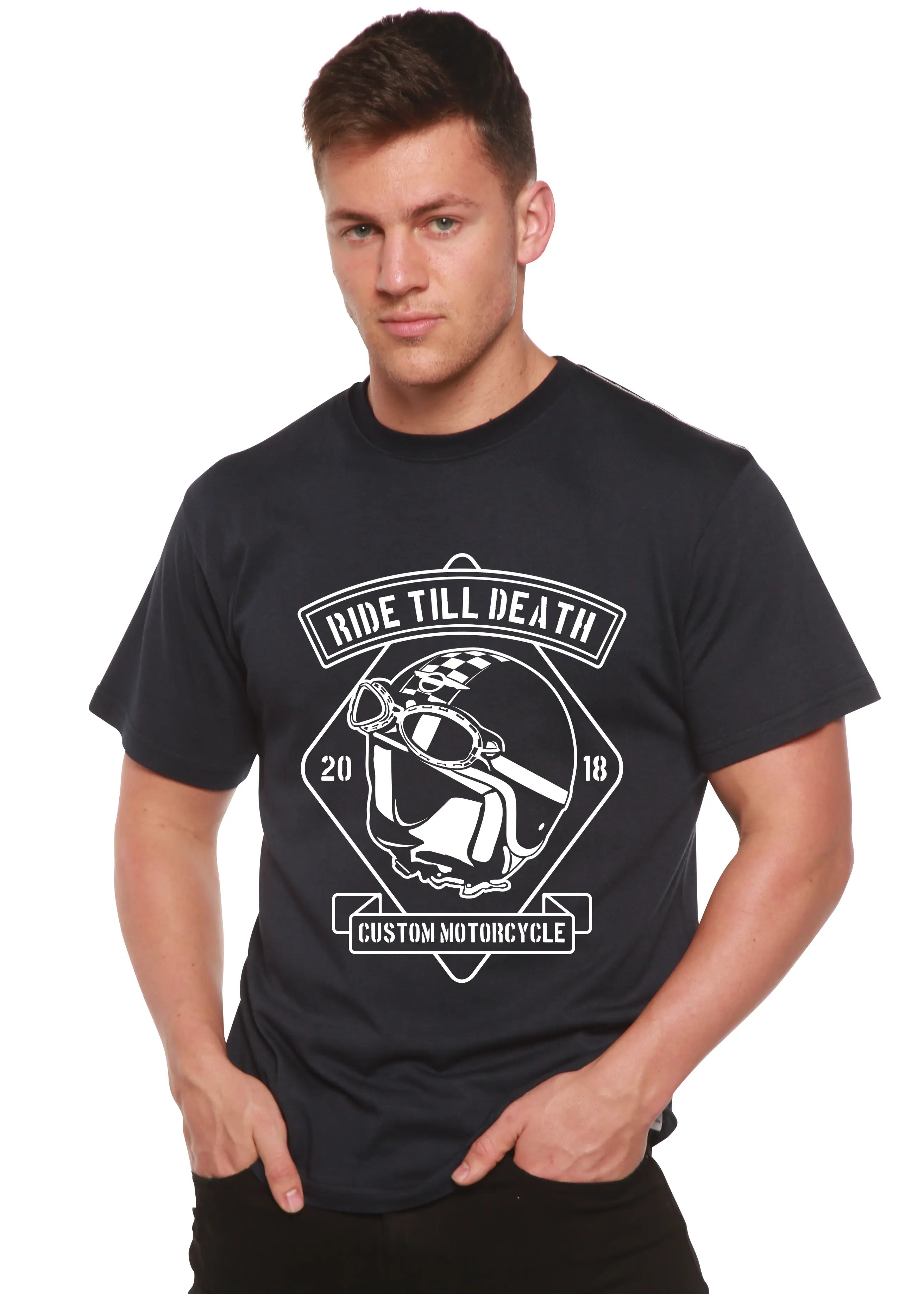 Ride Till Death Spun Bamboo® Men's Bamboo Viscose/Organic Cotton Short Sleeve Graphic T-Shirt Spun Bamboo