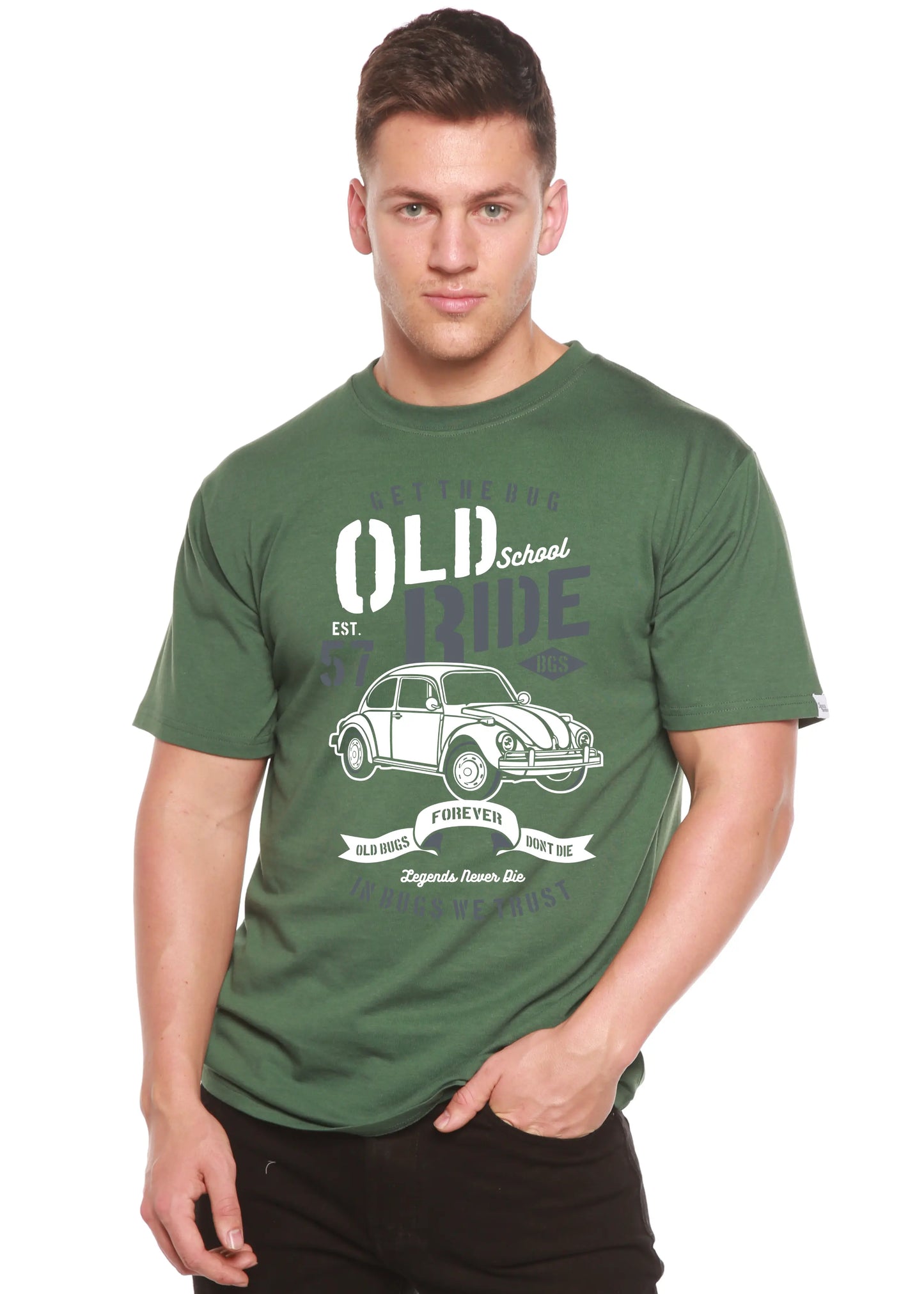 Old School Ride Spun Bamboo® Men's Bamboo Viscose/Organic Cotton Short Sleeve Graphic T-Shirt Spun Bamboo