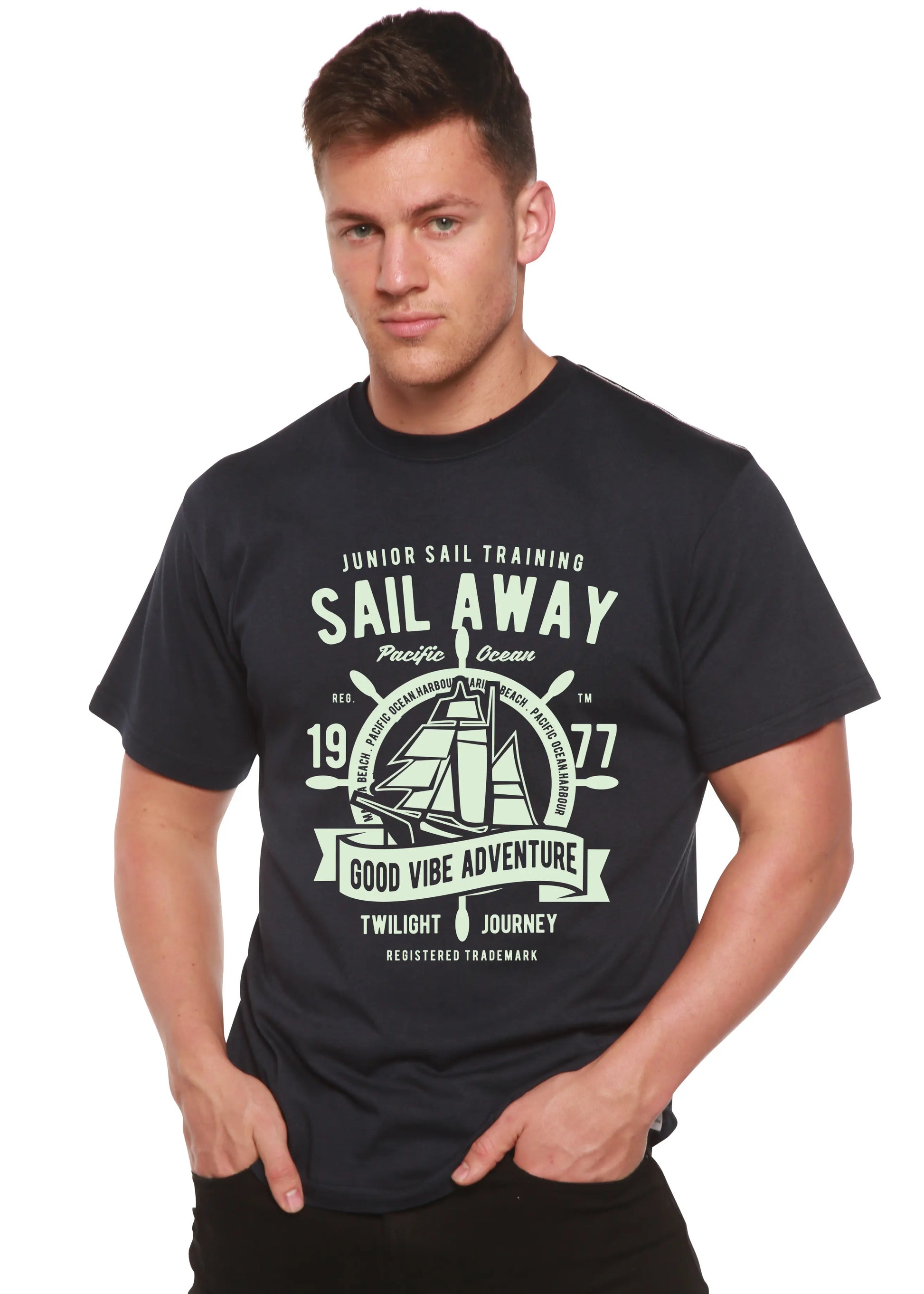 Sail Away Spun Bamboo® Men's Bamboo Viscose/Organic Cotton Short Sleeve Graphic T-Shirt Spun Bamboo