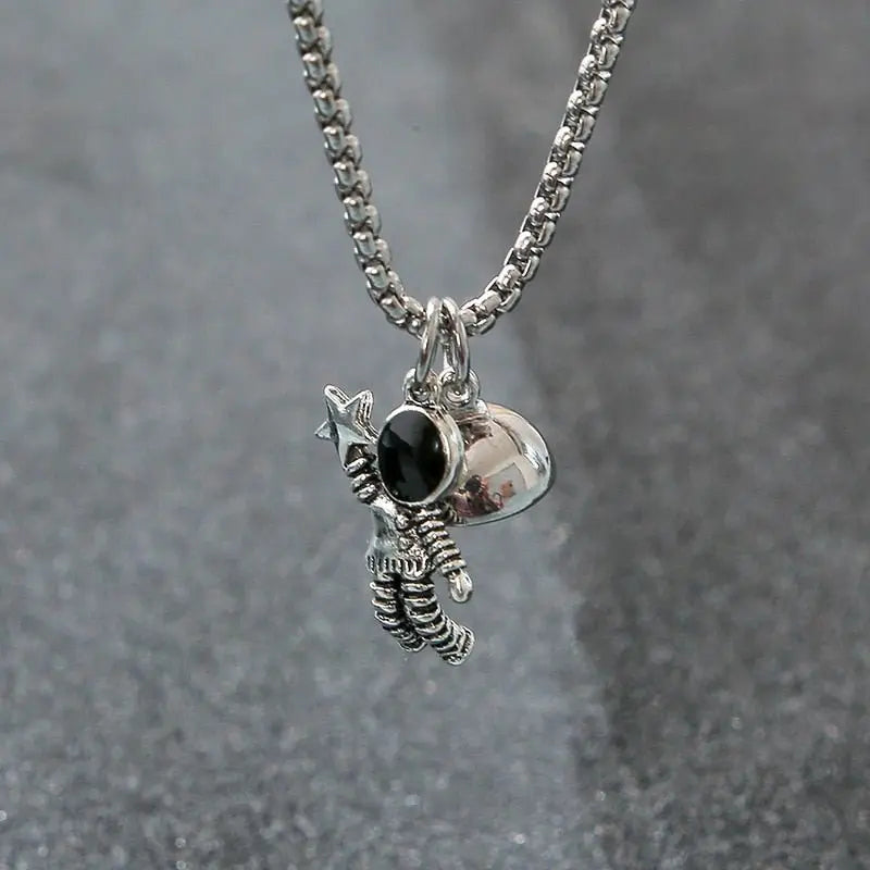 2Pcs Magnetic Couple Necklace Astronaut Pendant  Heart Star Choker Valentine's Day Gift nowadaysfashion