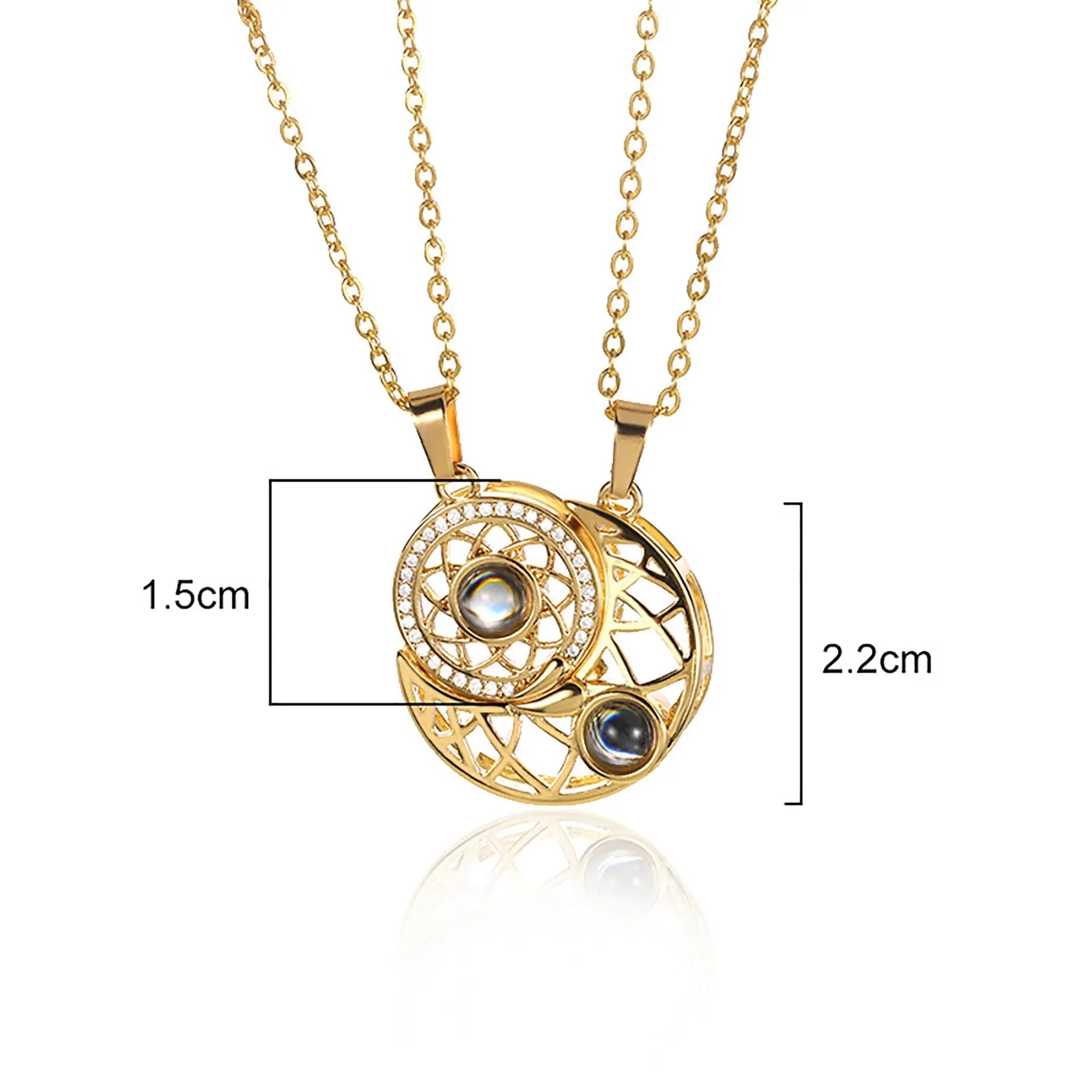 2pcs Personalized Sun Moon Couple Necklace Customized Photo Projection Pendant nowadaysfashion