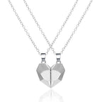 2Pcs Punk Heart Pendant Couple Necklace Lover Distance Faceted Magnetic Necklace nowadaysfashion