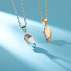 2Pcs Punk Heart Pendant Couple Necklace Lover Distance Faceted Magnetic Necklace nowadaysfashion