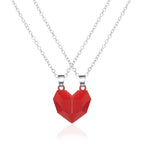 2Pcs Punk Heart Pendant Couple Necklace Lover Distance Faceted Magnetic Necklace nowadaysfashion