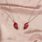2Pcs Punk Heart Pendant Couple Necklace Lover Distance Faceted Magnetic Necklace nowadaysfashion