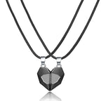 2Pcs Punk Heart Pendant Couple Necklace Lover Distance Faceted Magnetic Necklace nowadaysfashion